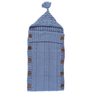 Hudson Baby Infant Boy Knitted Baby Lounge Stroller Wrap Sack, Coronet Blue, One Size - 1 of 3