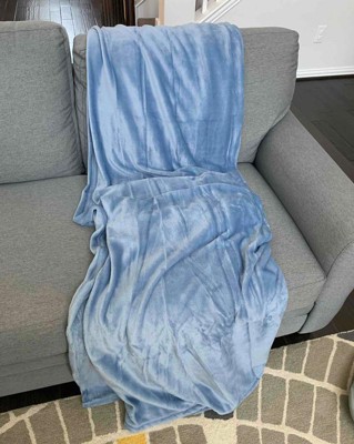 Full/queen Solid Plush Blanket Blue - Room Essentials™ : Target