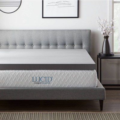 Twin Comfort Collection 4" Charcoal and Aloe Infused Memory Foam Mattress Topper - Lucid