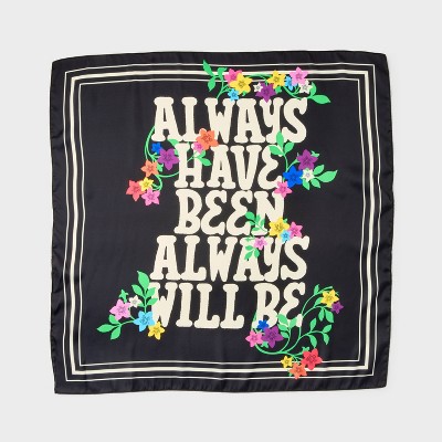 Pride Adult Satin Oversized Square Bandana Scarf - Black