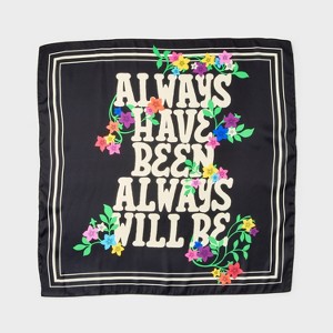 Pride Adult Satin Oversized Square Bandana Scarf - Black - 1 of 4