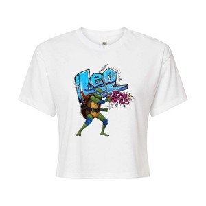 Women's - Teenage Mutant Ninja Turtles Mutant Mayhem - Leo Team Turtles Cropped Graphic T-Shirt - 1 of 4