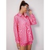 Womens Button Down Shirts and Shorts Set Two Pieces Pajama Set Summer Casual Long Sleeve Outfits with Pockets - 3 of 4