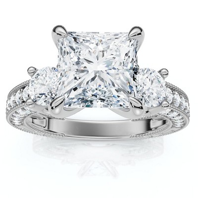 Pompeii3 Certified 2.70Ct Princess Cut Diamond Engagement Ring 14k Gold or Pt Lab Created