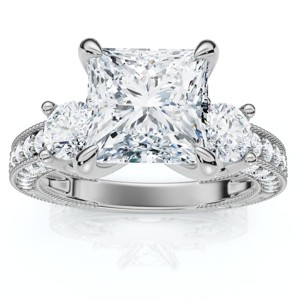Pompeii3 Certified 2.70Ct Princess Cut Diamond Engagement Ring 14k Gold or Pt Lab Created - 1 of 4