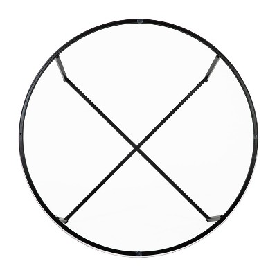 Elegant 35.5" Round Clear Glass Coffee Table with Matte Black Frame