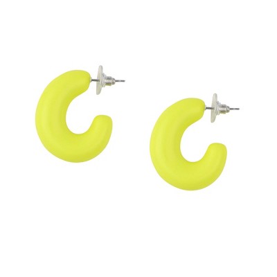 Women's Chunky Hoop Earrings - Lemon Yellow