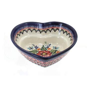 Blue Rose Polish Pottery 860-1 Zaklady Small Heart Bowl