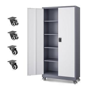 Mlezan Storage Cabinet with Locking Doors, 72" Tall 18" Deep Metal Cabinet with 5 Adjustable Shelves for Garage，Pantry, Office,  Home Kitchen,Garage - 1 of 4