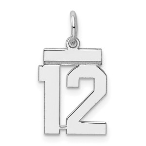 Black Bow Jewelry Sterling Silver, Athletic Collection, Small Polished Number 12 Pendant - 1 of 4