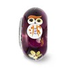 Black Bow Jewelry Fenton Sterling Silver Hand Painted Whooo! 3D Glass Bead Charm - 3 of 4