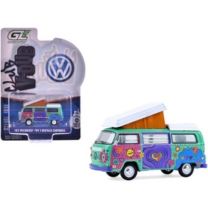 1973 Volkswagen Type 2 Westfalia Campmobile Green with White and Graphics "Club Vee-Dub" 1/64 Diecast Model Cars by Greenlight - 1 of 4