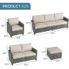 6 Pieces Wicker Patio Furniture Set, Weather-Resistant Rattan Sectional with Thick Cushions, Outdoor Storage & Coffee Table for Balcony, Porch, Garden - 3 of 4