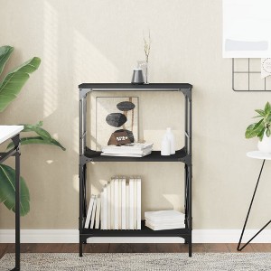 vidaXL Bookcase 3-Tier Black 23.2 in.x13.8 in.x35.6 in. Engineered Wood - 1 of 4