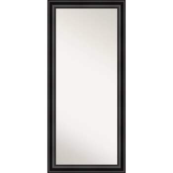 30" x 66" Non-Beveled Grand Black Full Length Floor Leaner Mirror - Amanti Art