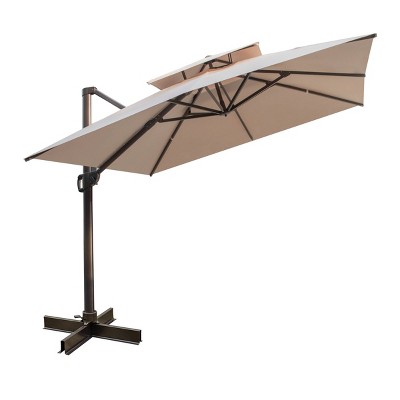 Luxury 10' Double Top Square Offset Umbrella Outdoor Hanging Cantilever Umbrella - Crestlive Products