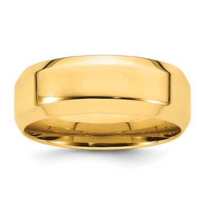 Black Bow Jewelry 8mm 14K White or Yellow Gold Beveled Edge Comfort Fit Band