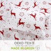 GustoWave Flannel Christmas Soft Red Reindeer Bed Sheets Set with 16 Inches Deep Pocket - 3 of 4