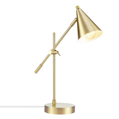 Globe Electric 52298 Harper 16 Desk Lamp in-Line On Off Switch Matte Gray Matte Brass Arm and Pivot Joint