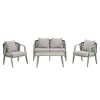 4 Piece Modern Poolside Seating Set,Woven Rope Back Outdoor Patio Conversation Set,Metal Garden Furniture Set with Cushions-Coolbibila - 3 of 4