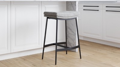 Vintage Brown-Matte Black Backless Saddle Leather Barstool