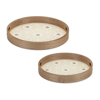 Melrose Round Bumble Bee Print Tray (Set of 2)