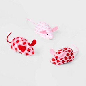 Valentines Mice Cat Plush Toy Set - 3pc/2pk - Boots & Barkley™ - 1 of 3