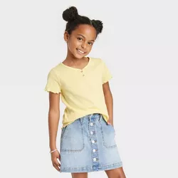 Girls' Short Sleeve Ribbed T-Shirt - Cat & Jack™ Yellow XXL