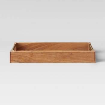 12" x 18" Wood Acacia Serving Tray with Brass Handles - Threshold™