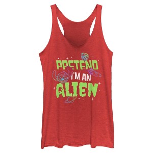 Womens Lilo & Stitch Pretend I'm An Alien Racerback Tank - 1 of 4