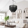 Dewdrop Large Boho Chandelier, 1-Tier Black Rope Pendant Light Fixture for Dining Room Living Room Bedroom Entryway - 3 of 4