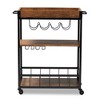 Cerne Oak and Finished Mobile Metal Bar Cart with Wine Bottle Rack Brown - Baxton Studio - 3 of 4