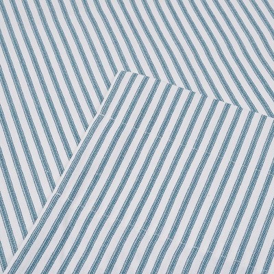 Blue Striped Cotton-Polyester Rod Pocket Valance