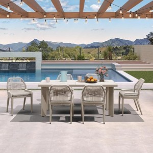 PURPLE LEAF Dining Set Patio Metal Table and Wicker Rattan Chairs for Outside Porch Garden Kitchen Modern Outdoor Furniture Sets - 1 of 4