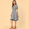 Allegra K Women's Floral Ruffle Neck Smocked Waist Short Sleeve Sundress - 2 of 4