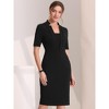Allegra K Women's V Neck Short Sleeve Work Office Bodycon Midi Sheath Dress - 2 of 4