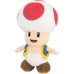 Sanei Boeki Super Mario All Star Collection 7.5" Toad Plush, Small - 1 of 4