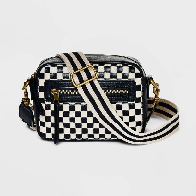 Mk Gdledy White Checkered Cross Body Bag - Womens Purse Checkered Evening Bag Ladies Shoulder Bags - PU Vegan Leather (White Checkered), Women's, Size