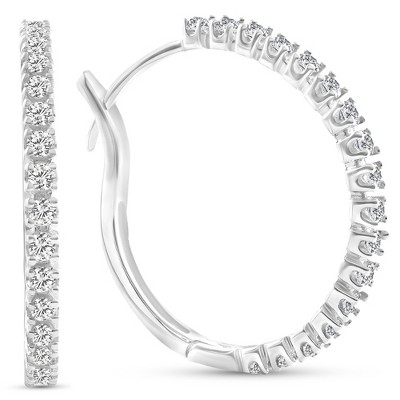 Pompeii3 1/2ct Diamond Hoops 10K White Gold