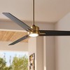 60" Casa Vieja Modern 3 Blade Indoor Ceiling Fan with Light LED Remote Soft Brass Black for House Bedroom Living Room Home Bedroom - 2 of 4