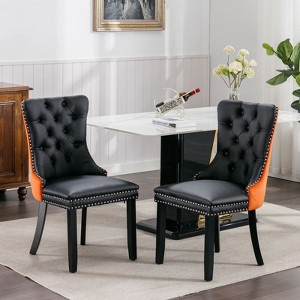 NicBex Modern Dining Chairs Set of 2,PU and Velvet Upholstered Kitchen Chair with Wood Legs for Dining Room,Living Room - 1 of 4