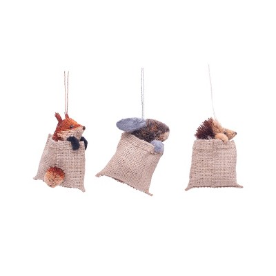 Gallerie II Woodsy Feed Sack Buri Ornament, A/3