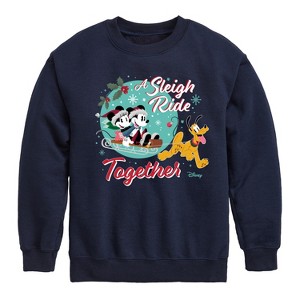 Boys' - Disney - Mickey, Minnie, & Pluto Sleigh Ride Together Christmas Graphic Long Sleeve Fleece Sweatshirt - 1 of 4