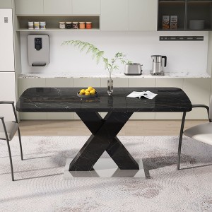 NicBex Modern Geometric Stretchable Dining Table with Sturdy X-Shape Base,Modern Rectangular Kitchen Table,Dining Room Furniture - 1 of 4
