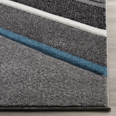 Gray Geometric Low Pile Synthetic Area Rug