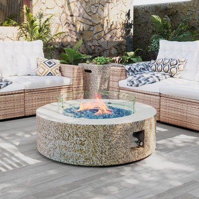 42/56 inch Outdoor  Magnesium Oxide Fire Pit Table Propane with Tank Cover and Wind Guard