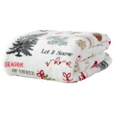 Holiday Sherpa Fleece Reversible Christmas Throw Blanket