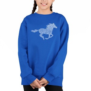 LA Pop Art Horse Breeds - Girl's Word Art Crewneck Sweatshirt - 1 of 3