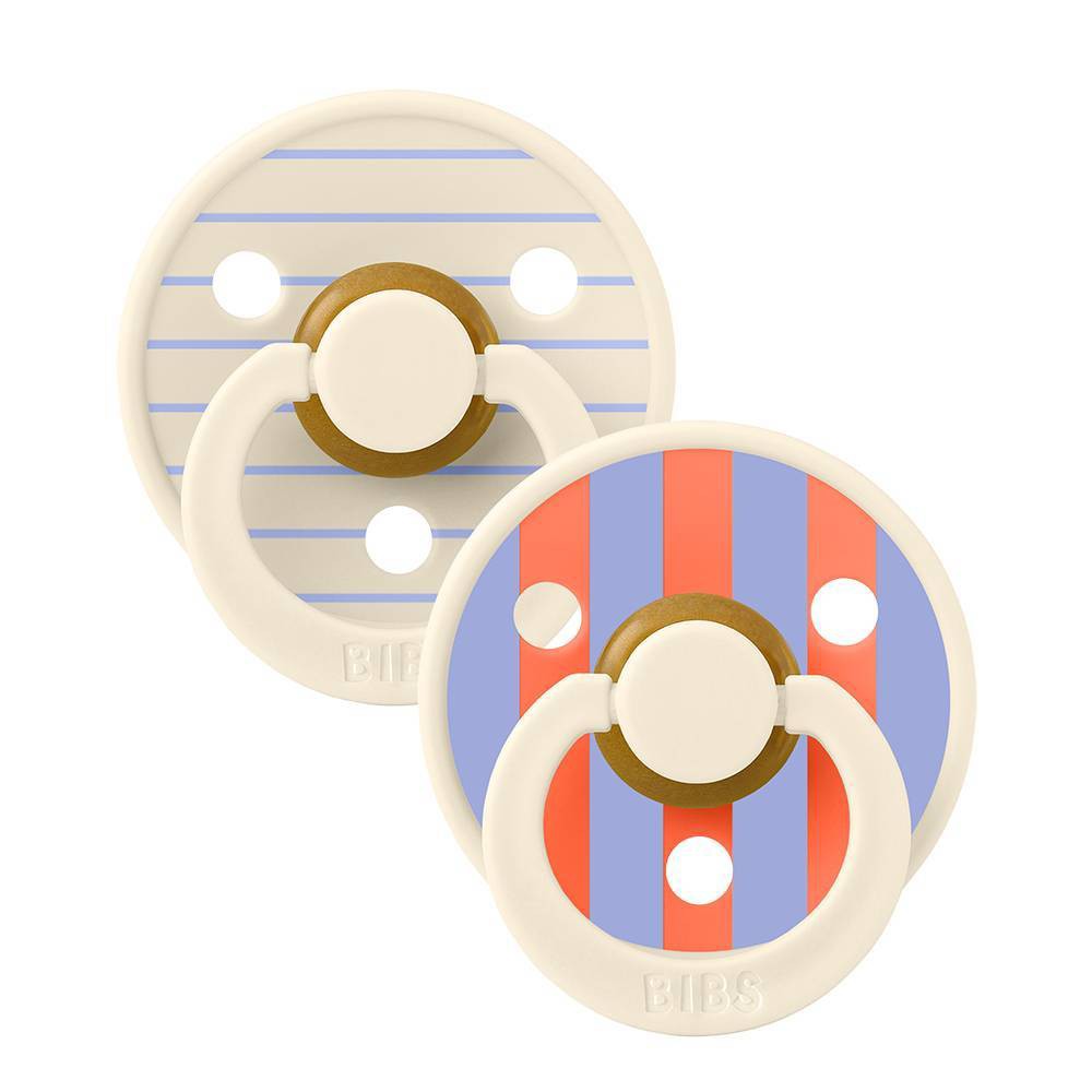 Bibs Studio Collection Colour Stripe Latex Pacifier 0-6 Months - Pink Ivory Hush Mix - 2pk: BPA-Free, Rubber Latex, Phthalate-Free