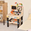 Costway Tool Bench Set for Toddlers Kids Wooden Workbench with 75 Accessories - 2 of 4